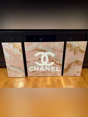 CHANEL Canvas Wall Art in Pink and Gold